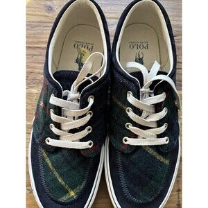 Polo Ralph Lauren Faxon X Tartan Plaid Leather Pony Shoes Sz9 Designer SoHo 90s